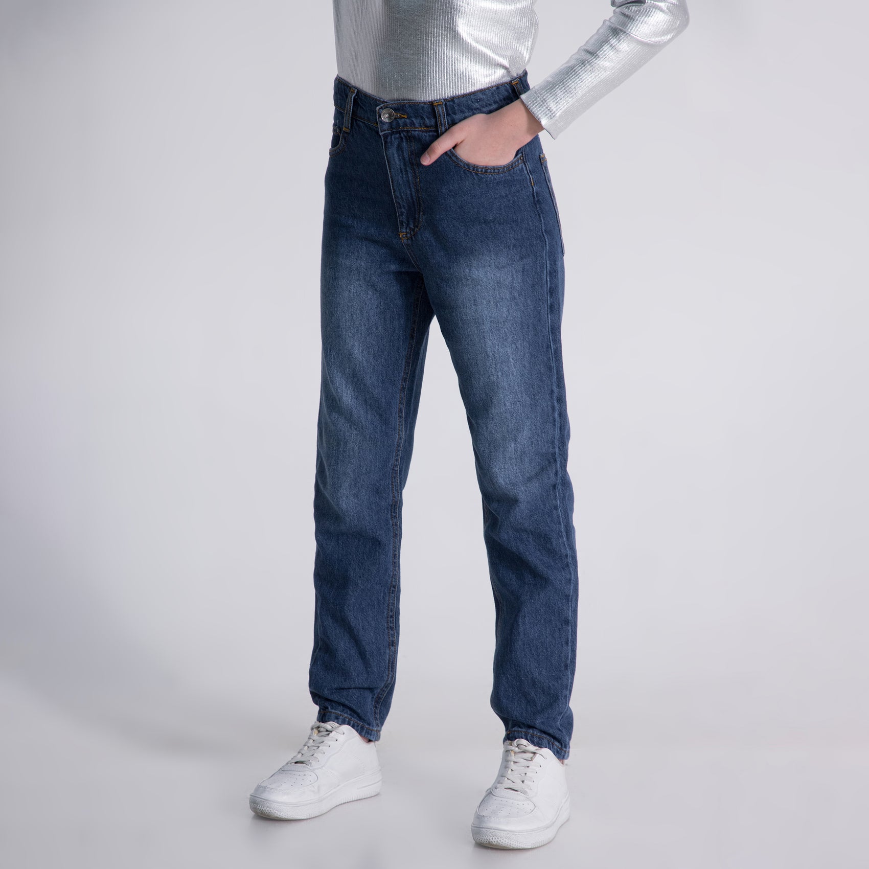 Kız Çocuk Yüksek Bel Mom Jean