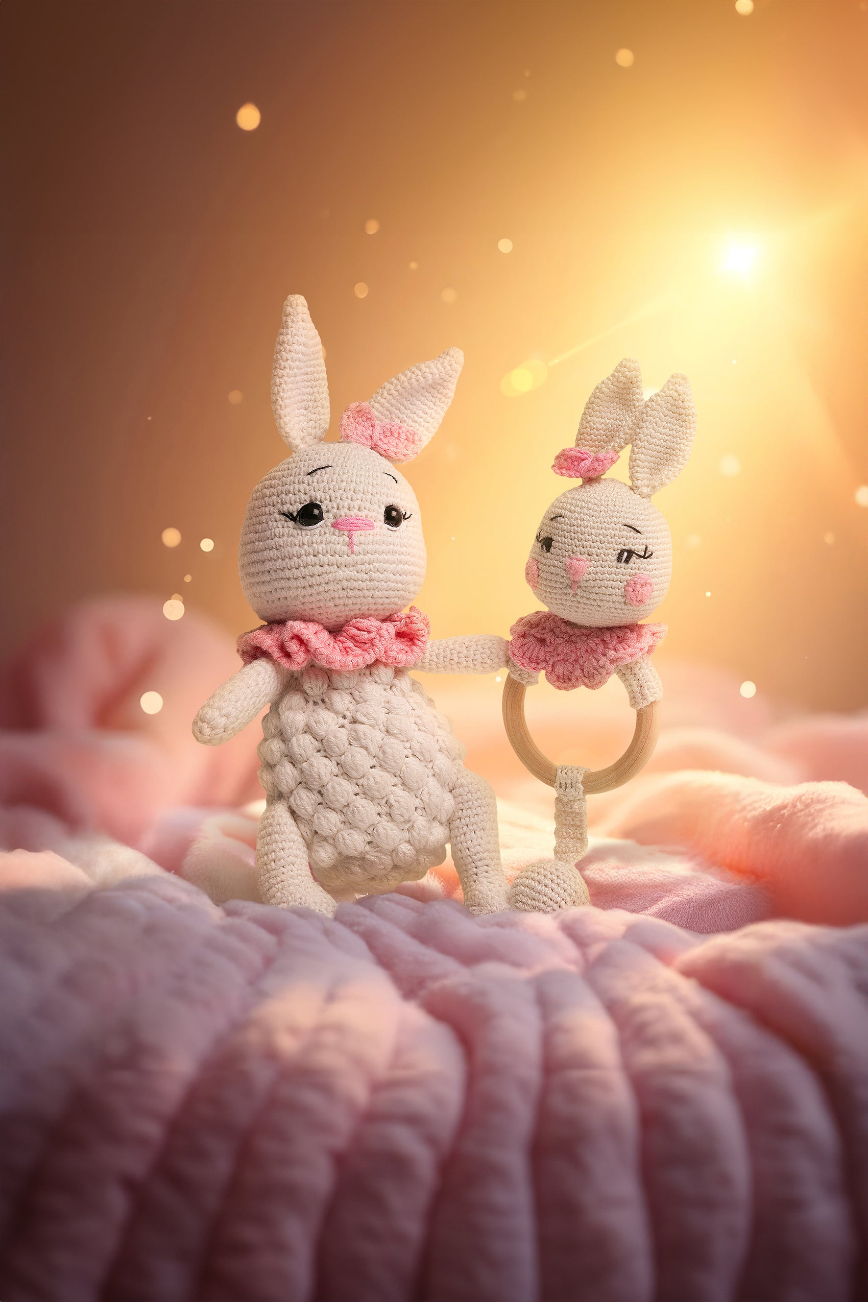Pembe Düş Tavşanı Bebek ve Diş Kaşıyıcı Seti