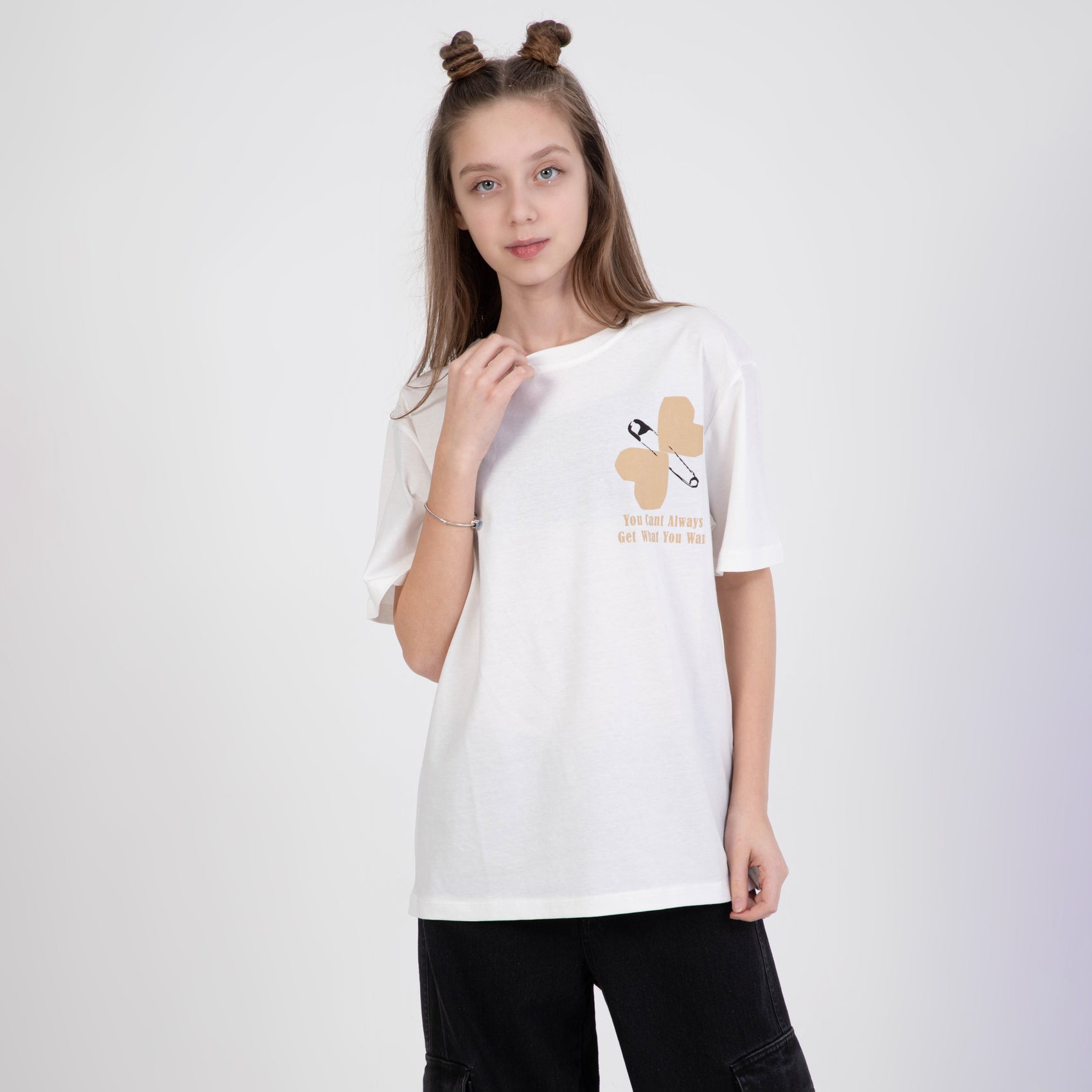 Kız Çocuk Oversize Baskılı Tişört
