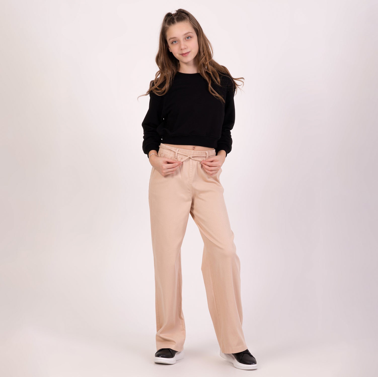 Kız Çocuk Bol Paça Lastikli Pantolon