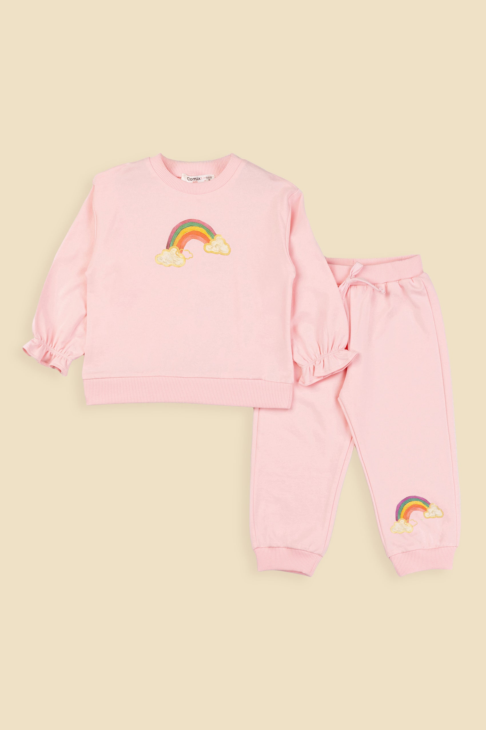 Rainbow Kız Bebek Takım - Toz Pembe