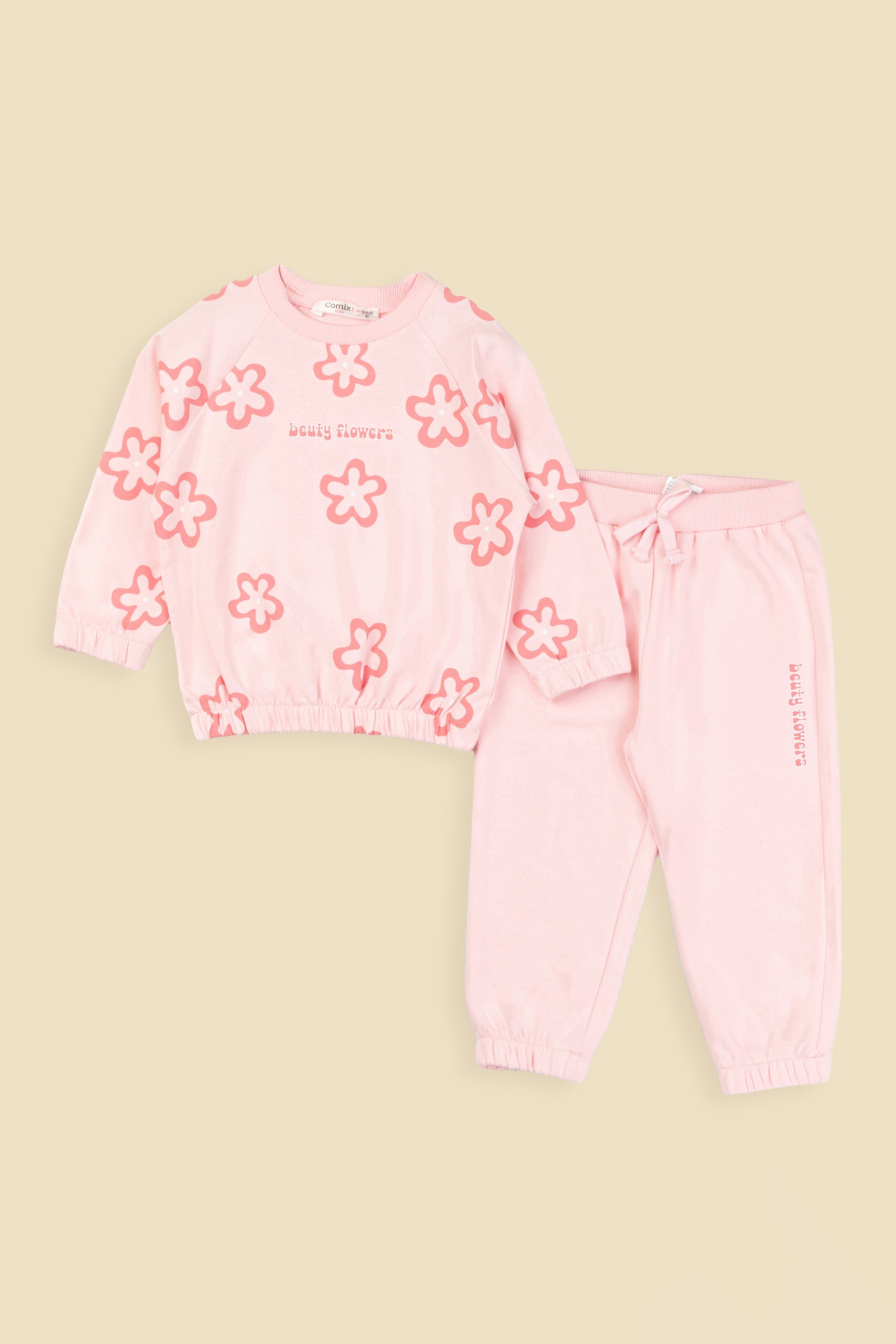 Beauty Flowers Kız Bebek Takım - Toz Pembe