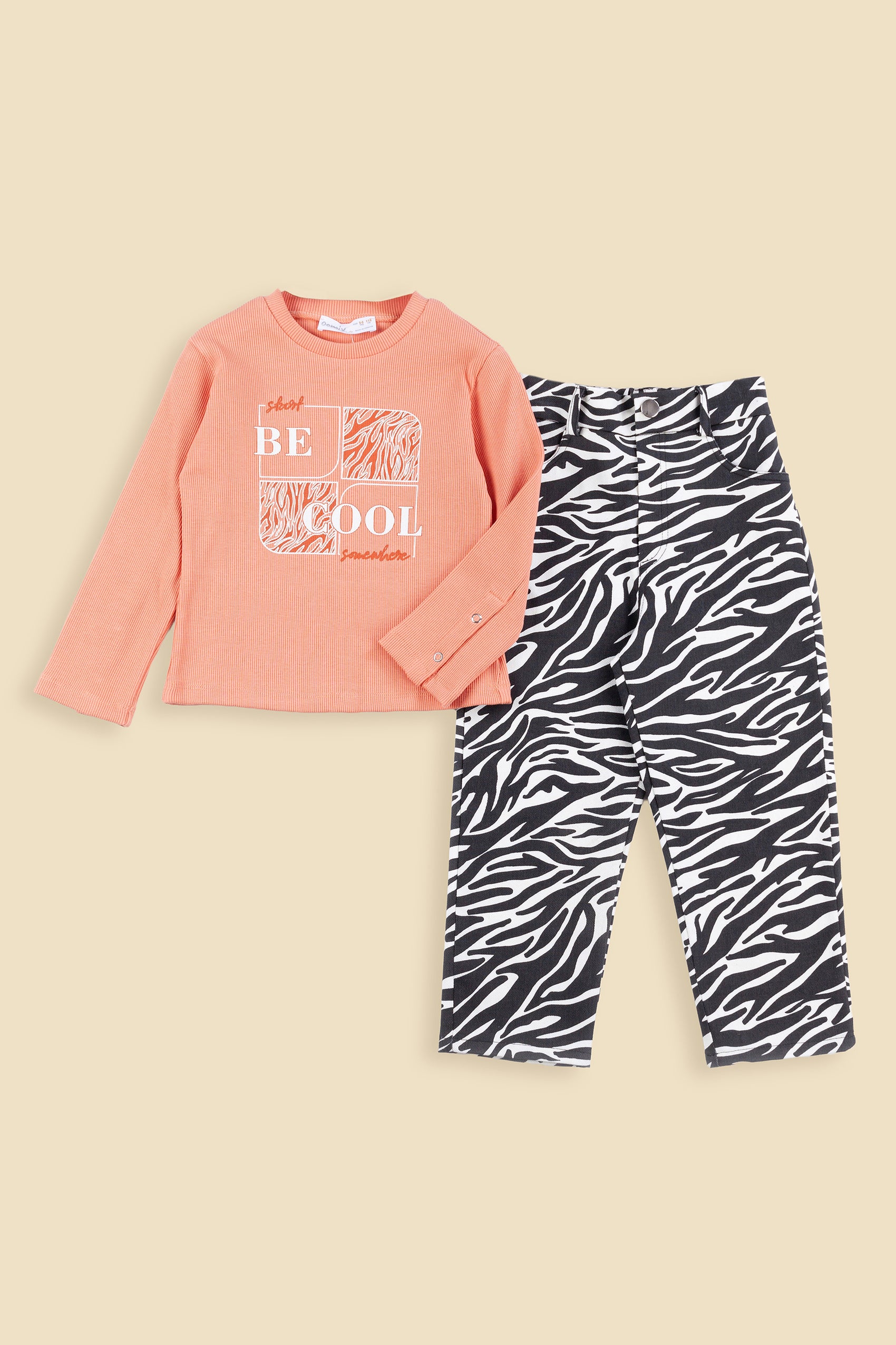 Be Cool Kız Pantolon Takım - Kavun