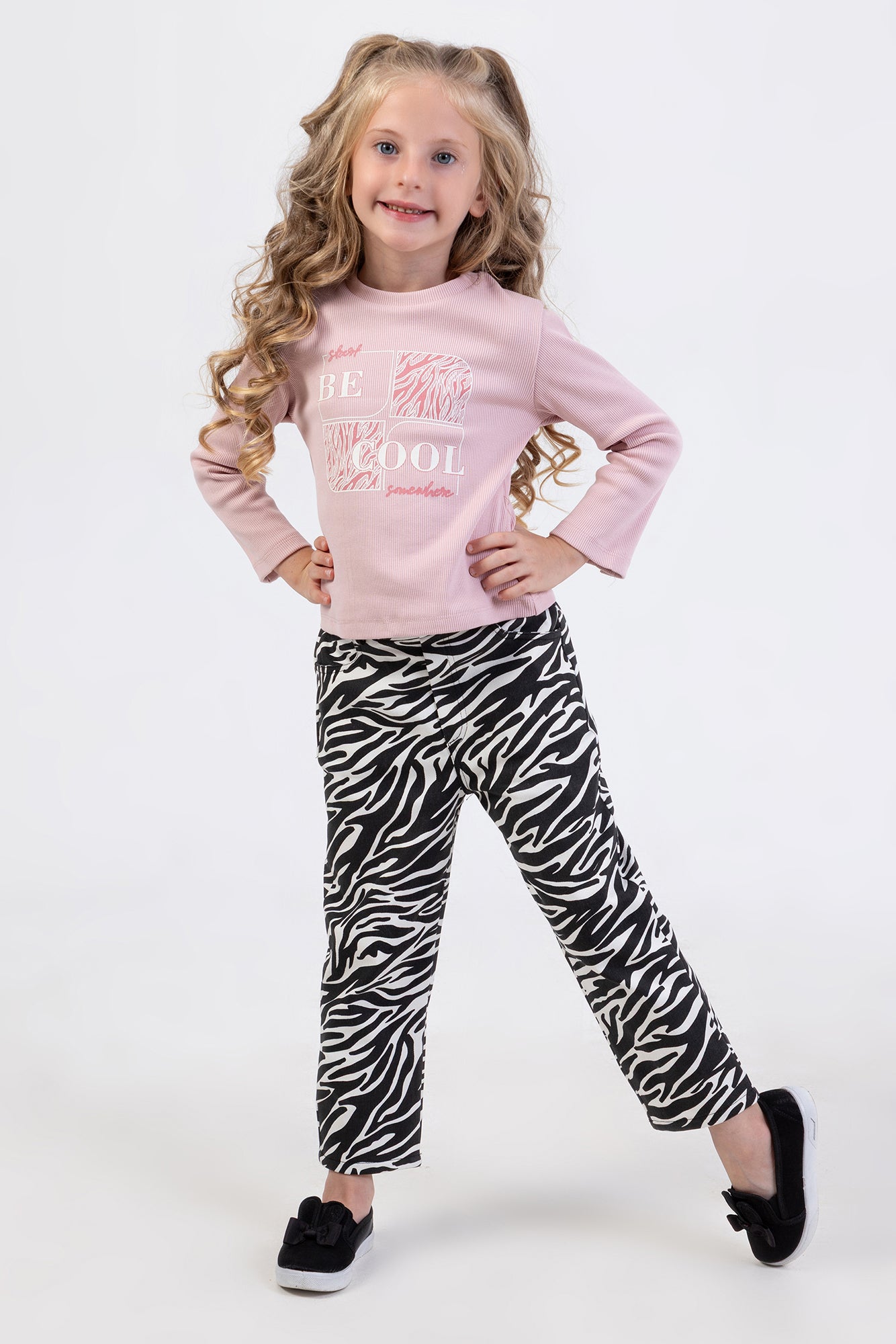 Be Cool Kız Pantolon Takım - Pudra