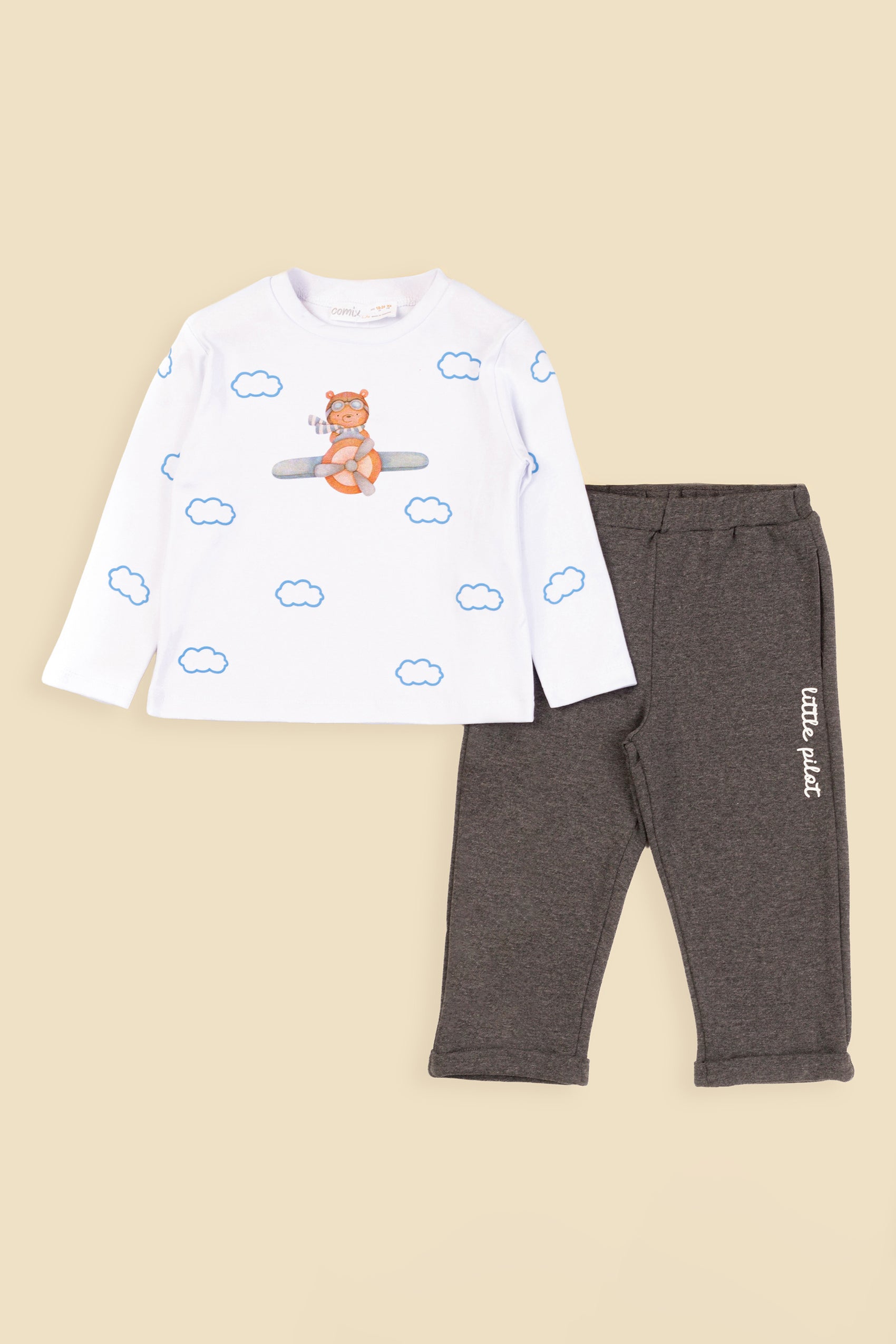 Little Pilot Erkek Bebek Takım - Antrasit