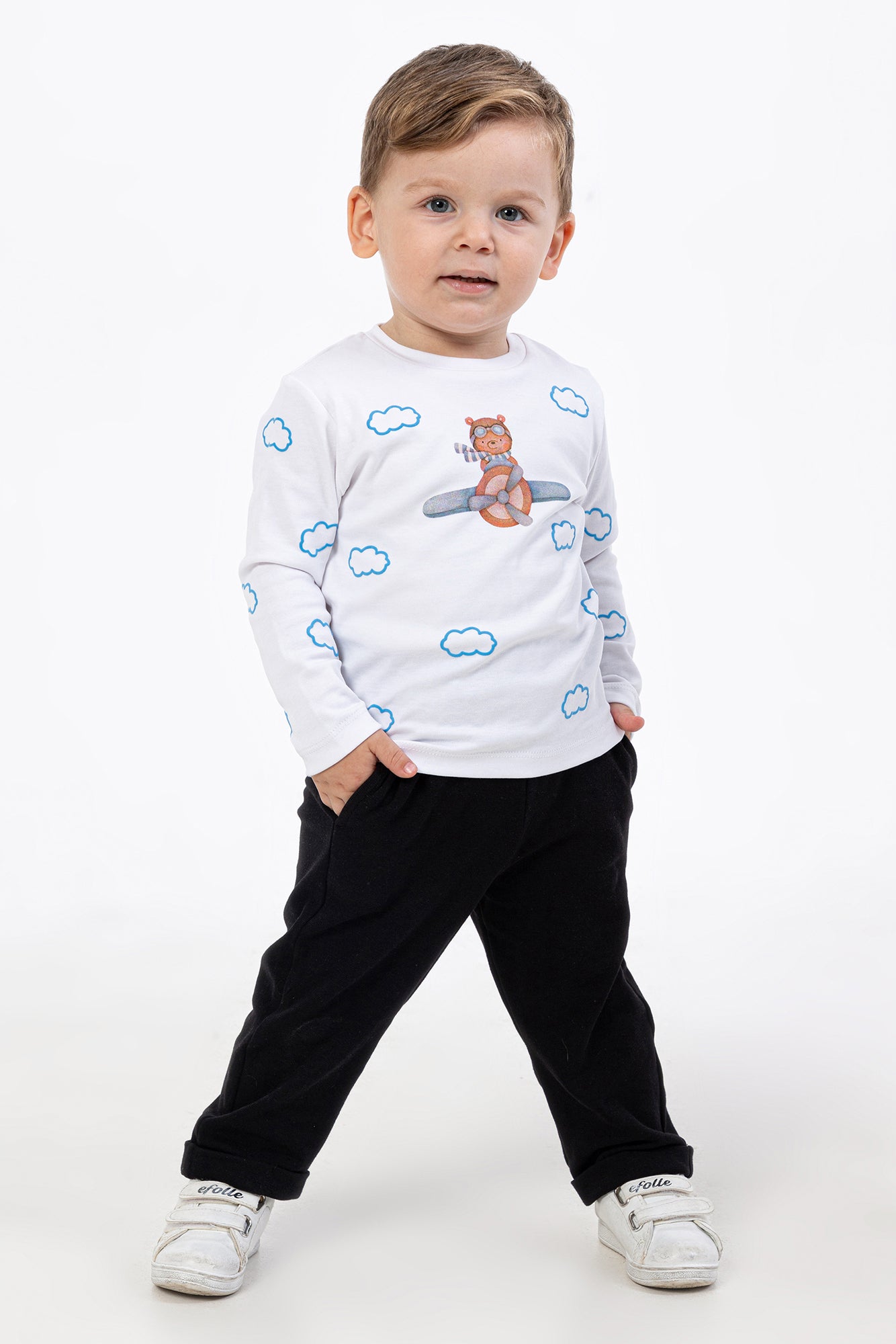 Little Pilot Erkek Bebek Takım - Siyah