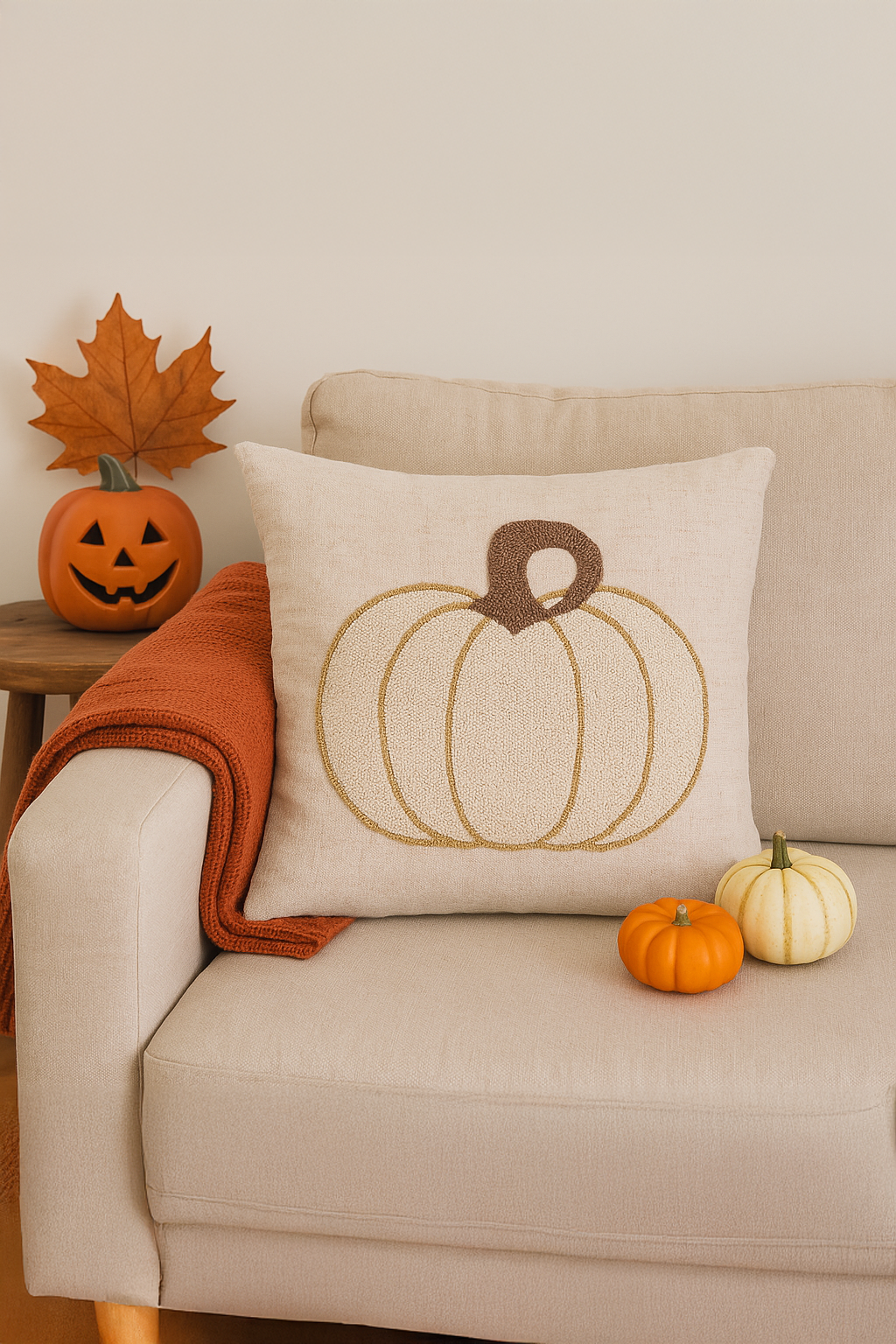 Pumpkin Charm Punch Kırlent Kılıfı