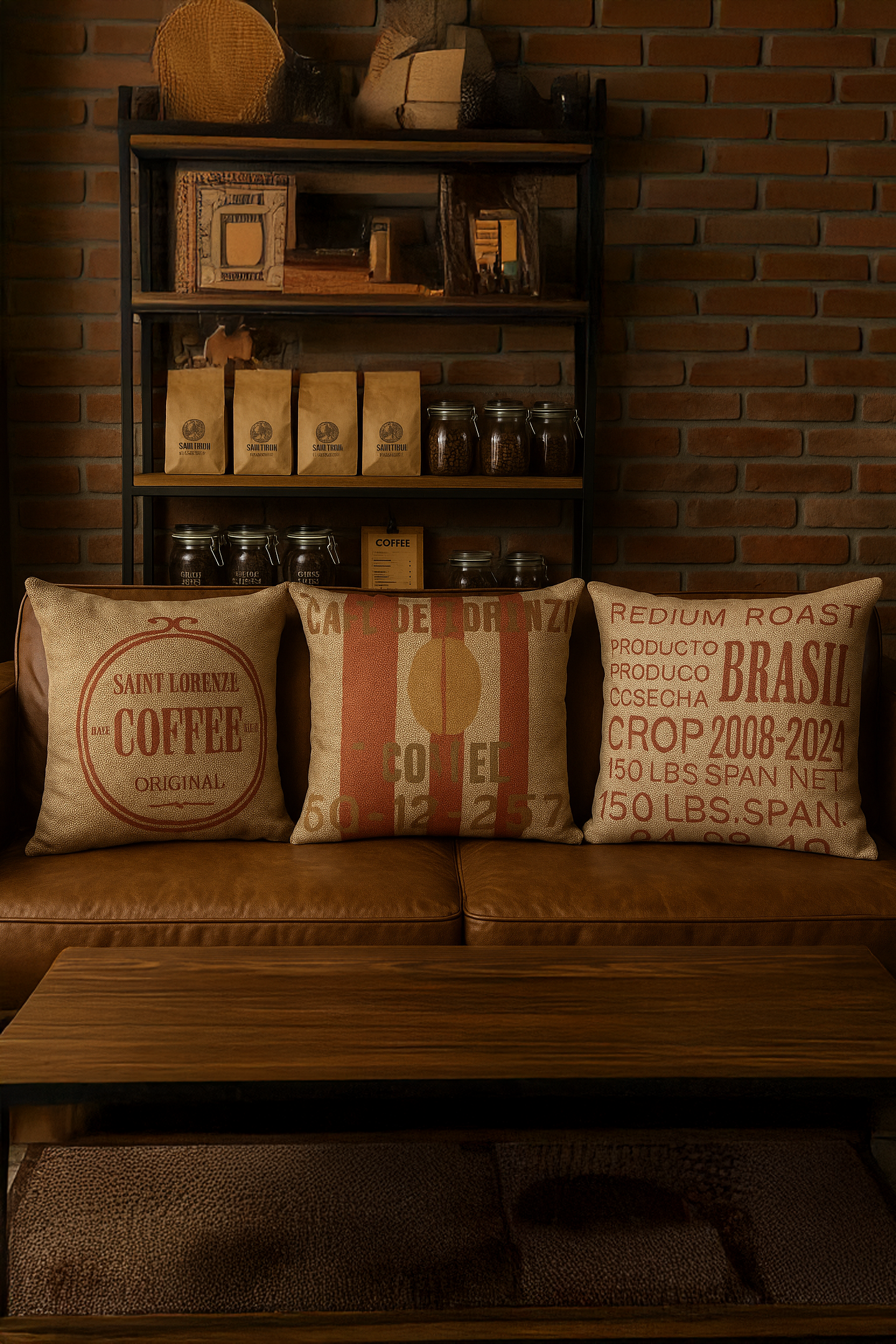 Coffee Roasters 3'lü Kırlent Kılıfı Seti