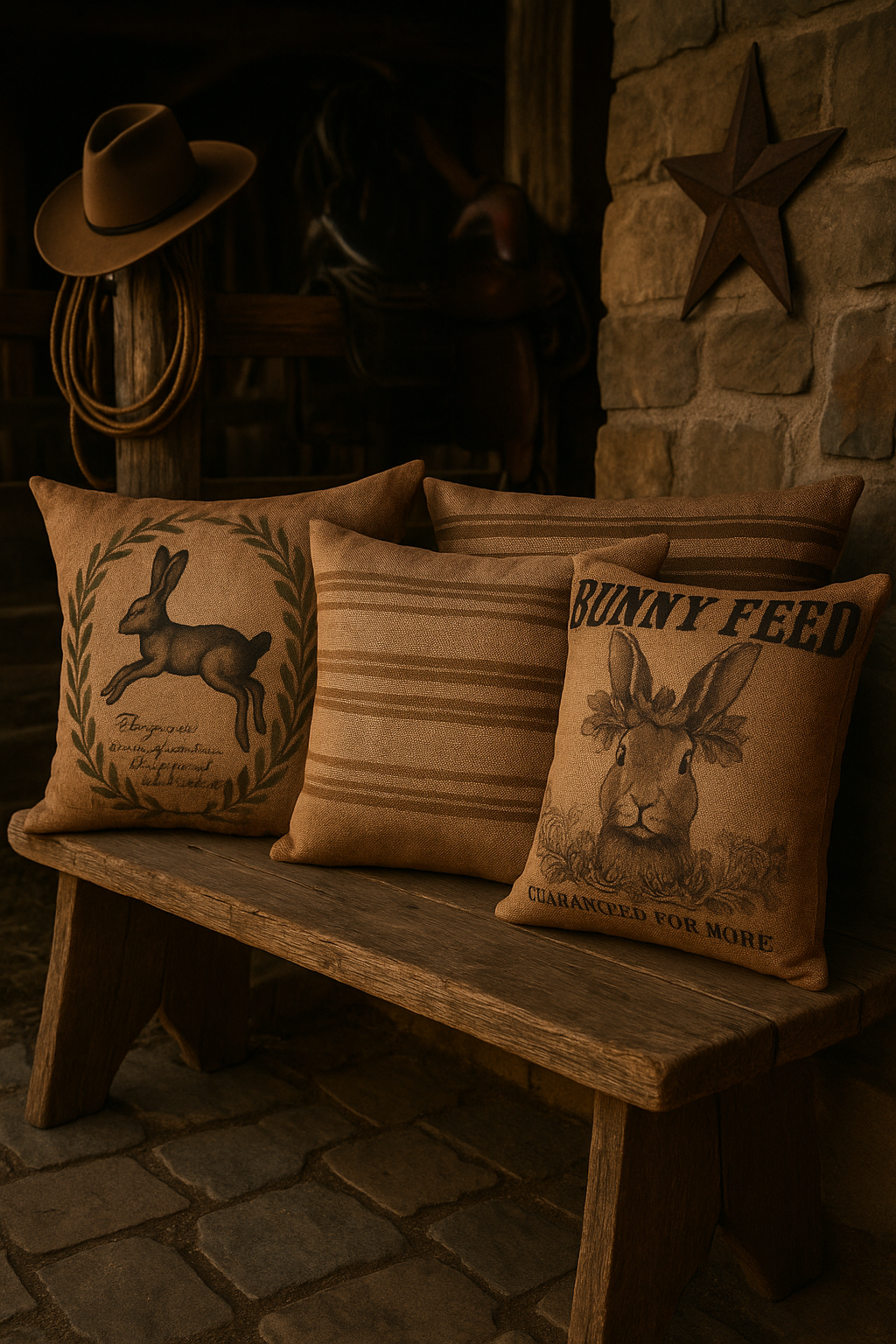 Rustic Charm 3'lü Kırlent Kılıfı Seti