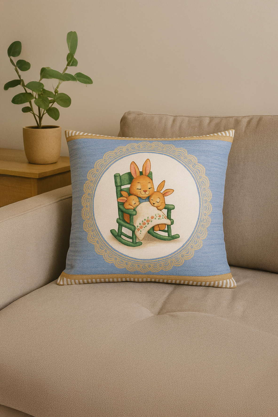 Grandma Bunny Kırlent Kılıfı