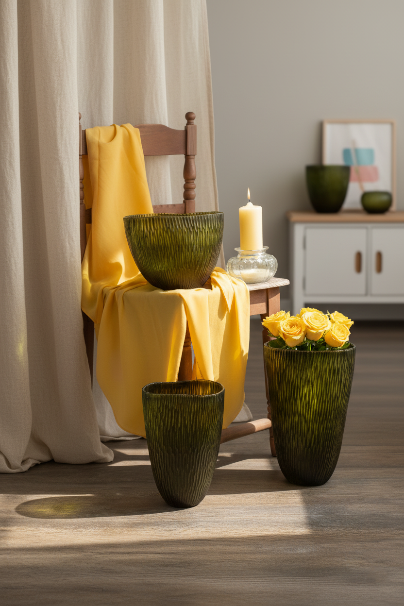 Serenity Matte Green Vazo Seti