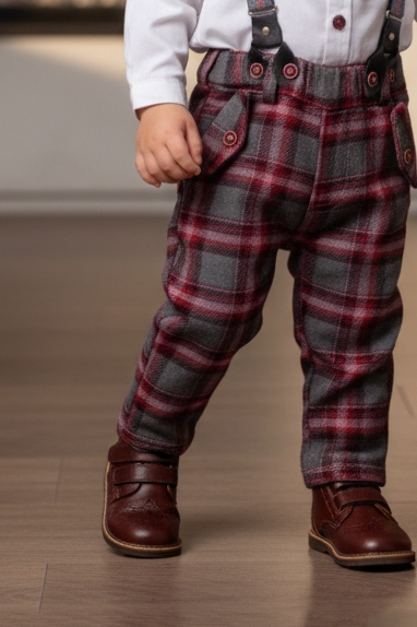 Bebek Ekose Askılı Papyonlu Takım