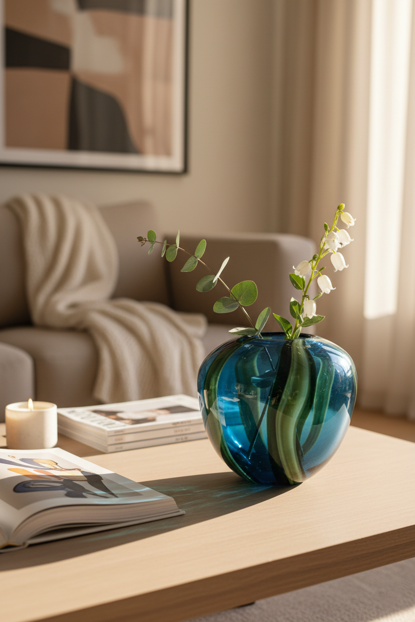 Serenity Green Blue Vazo 22x18 cm