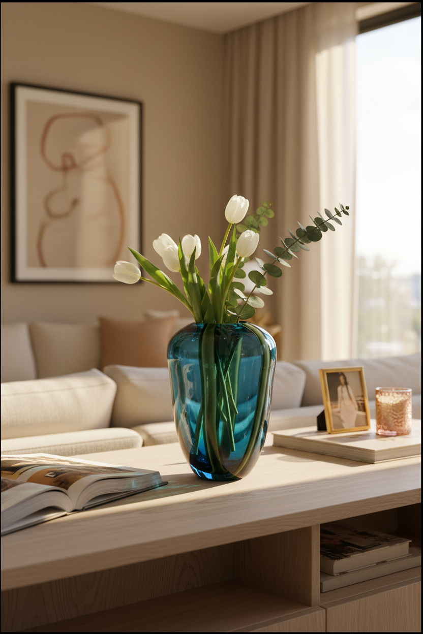 Serenity Green Blue Vazo 28x19 cm