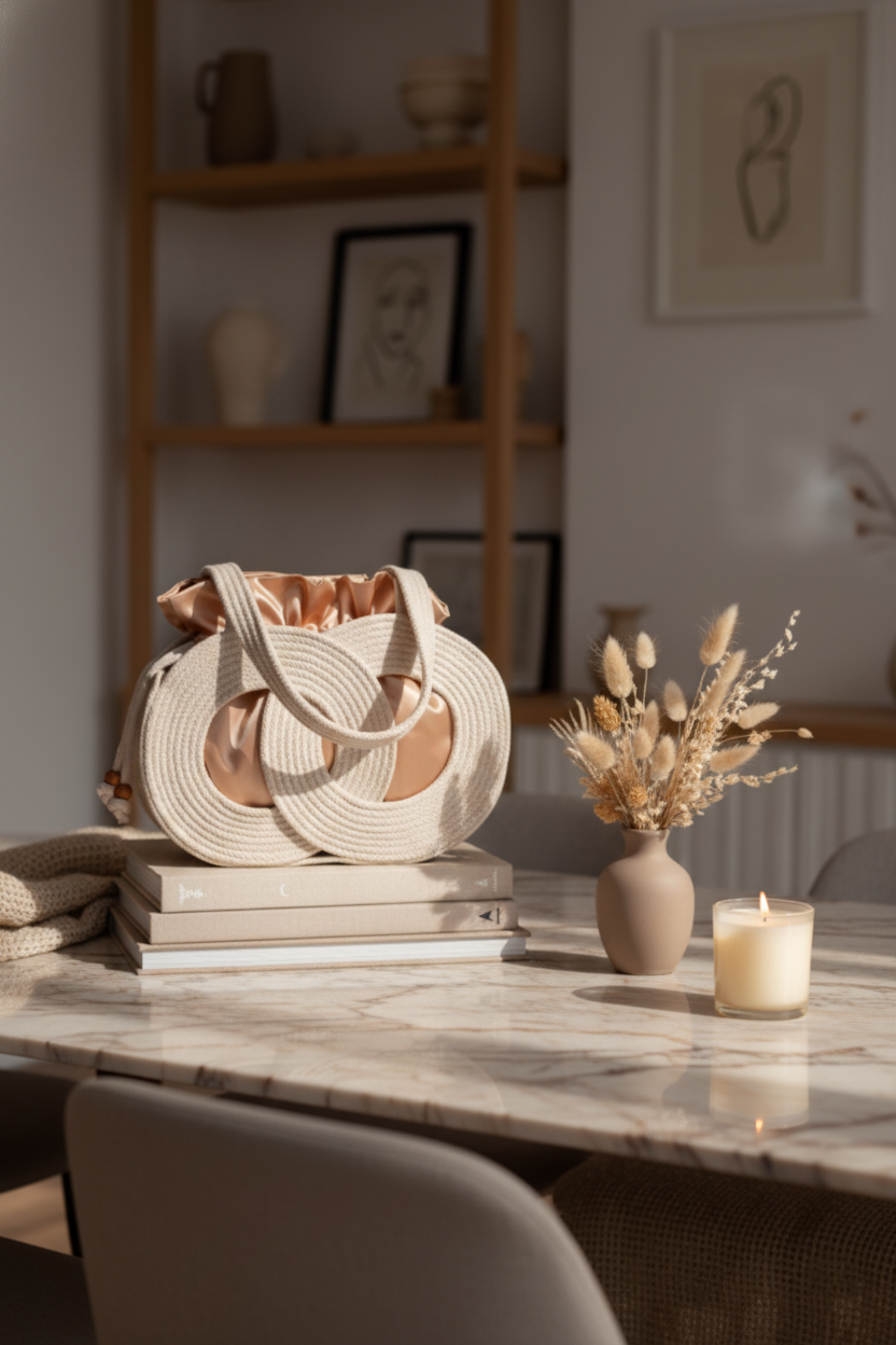 Çift Halkalı Örgü Çanta