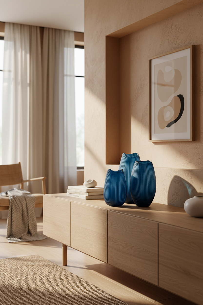 Serenity Matte Blue Vazo Seti