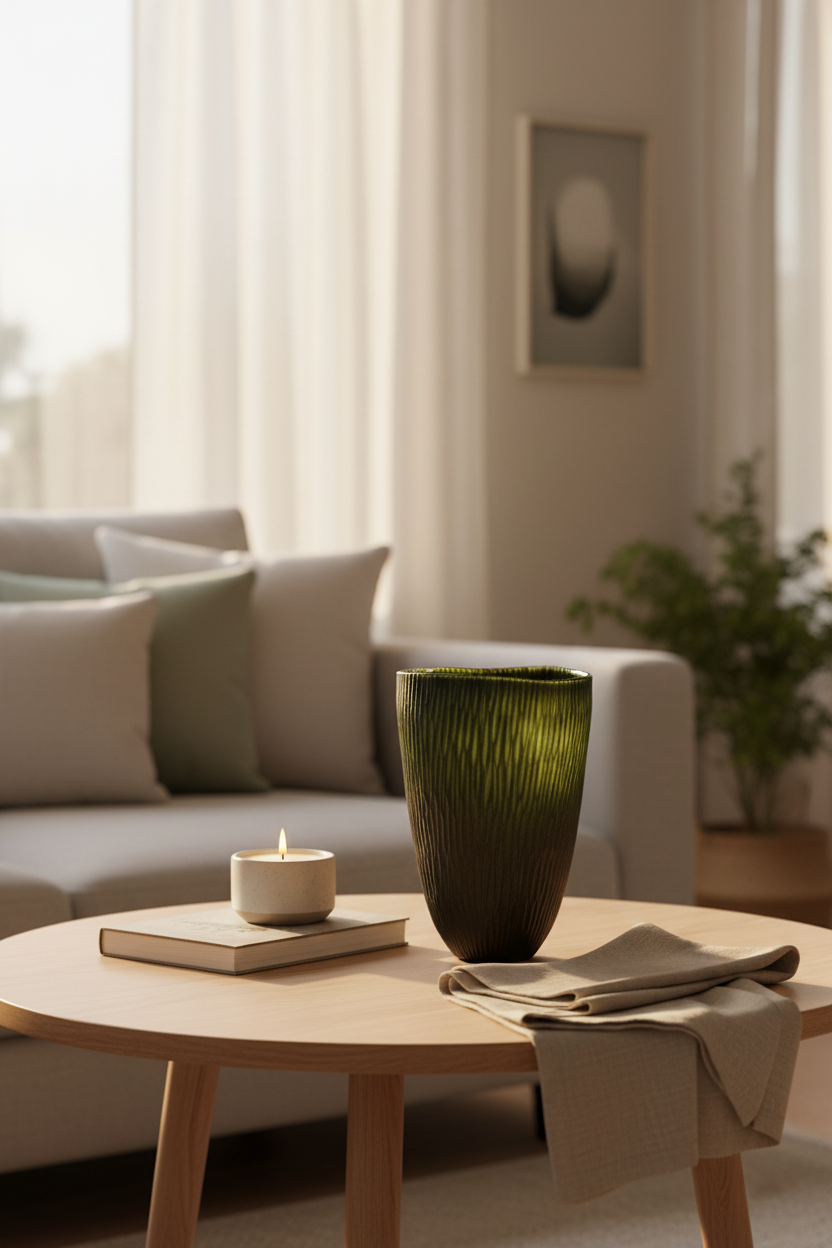 Serenity Matte Green Vazo 29x21 cm