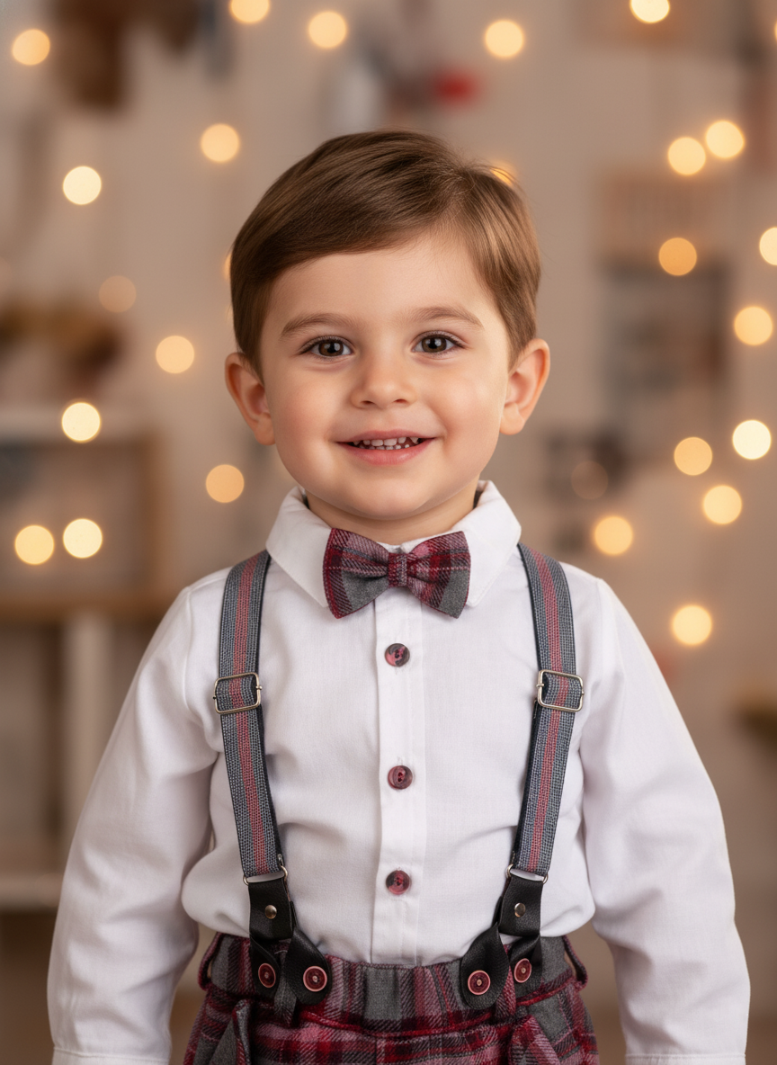 Bebek Ekose Askılı Papyonlu Takım