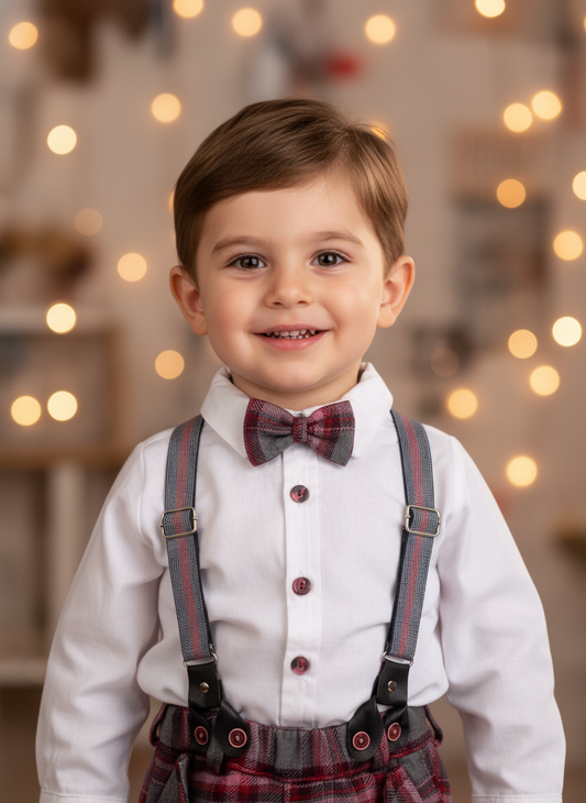 Bebek Ekose Askılı Papyonlu Takım