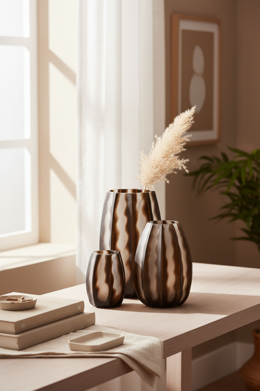 Serenity Matte Brown Vazo Seti