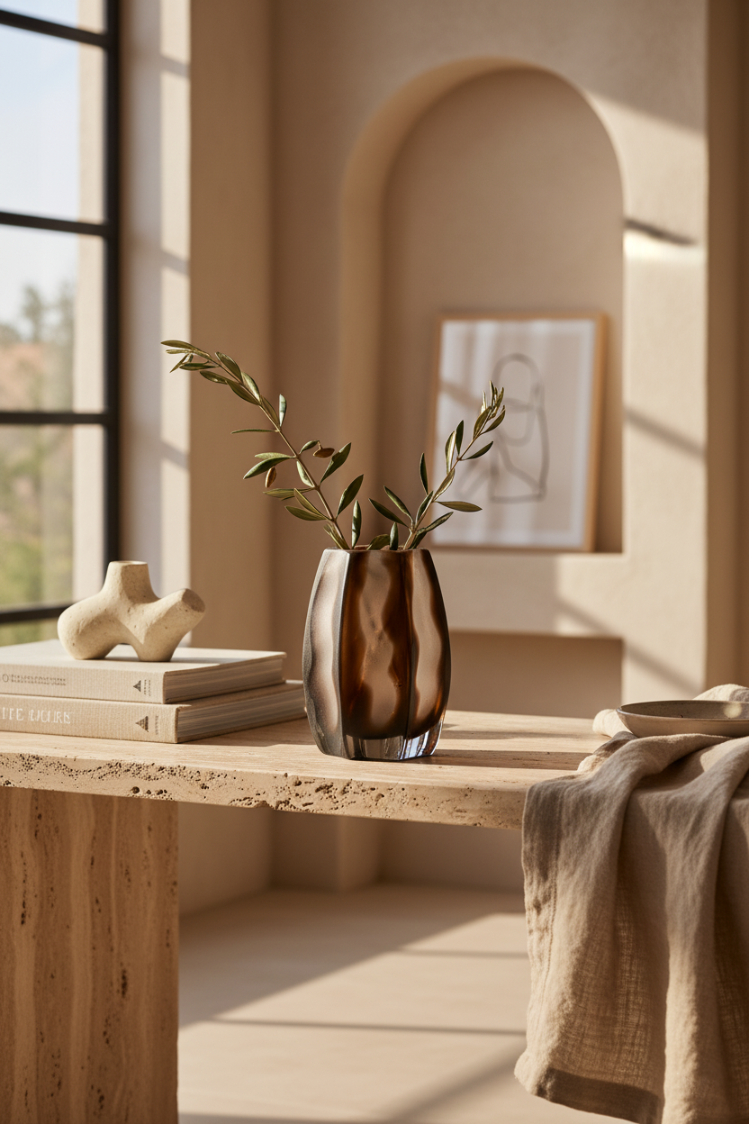 Serenity Matte Brown Vazo 16x11 cm