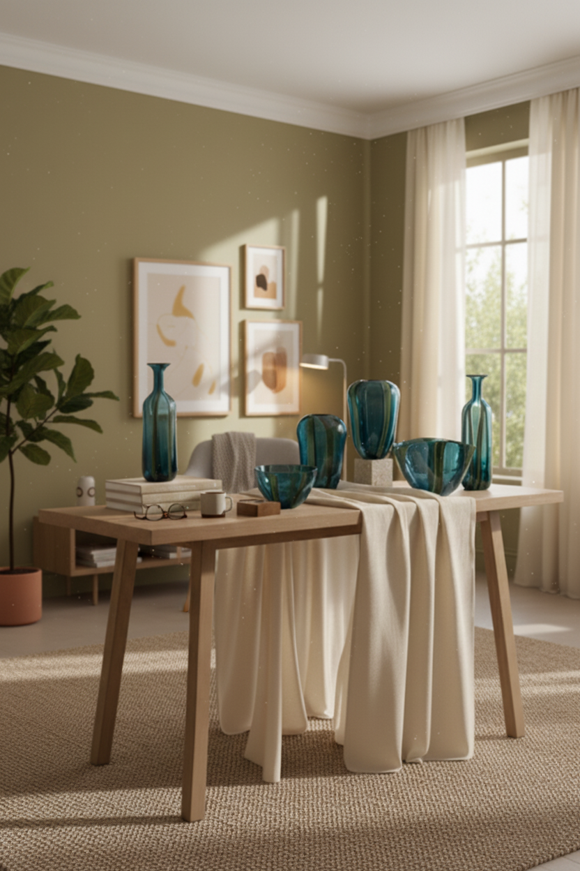 Serenity Green Blue Vazo Seti