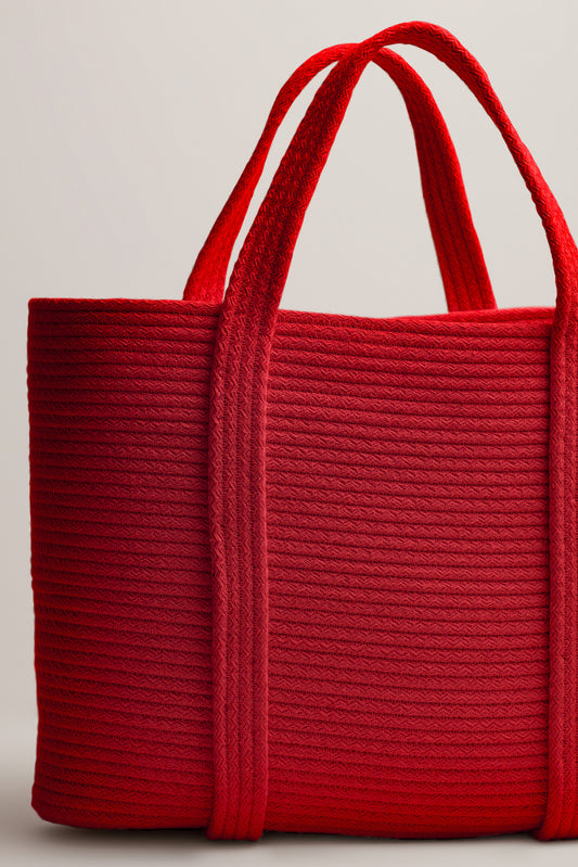 Tote Örgü Çanta - Kırmızı