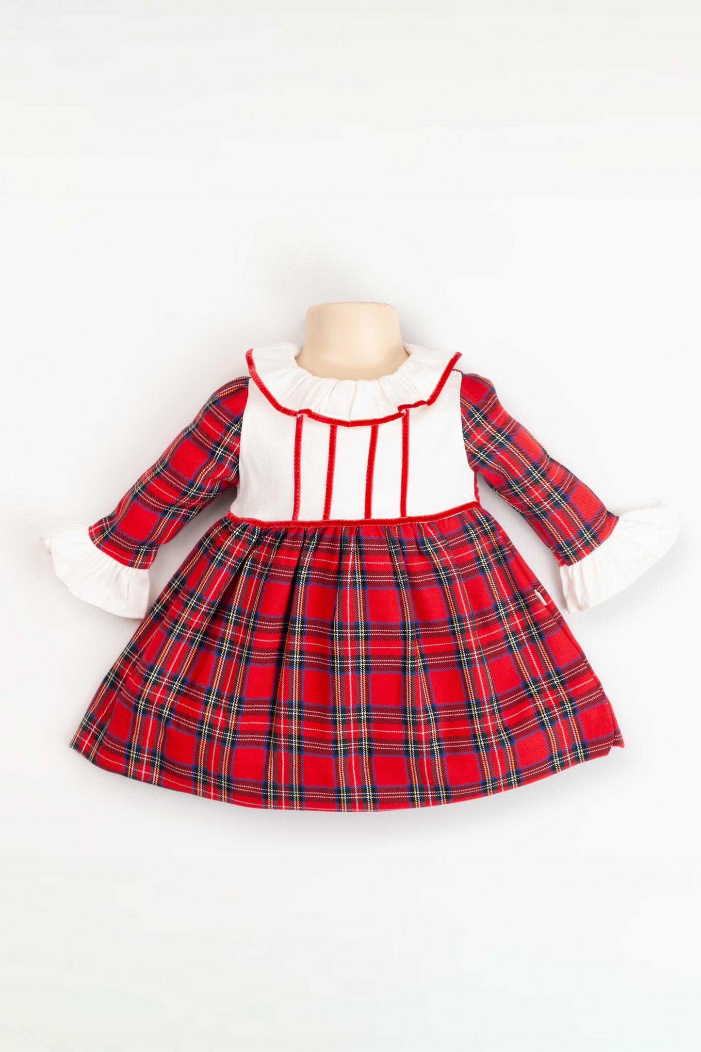 Bebek Ekose Fırfır Detaylı Elbise