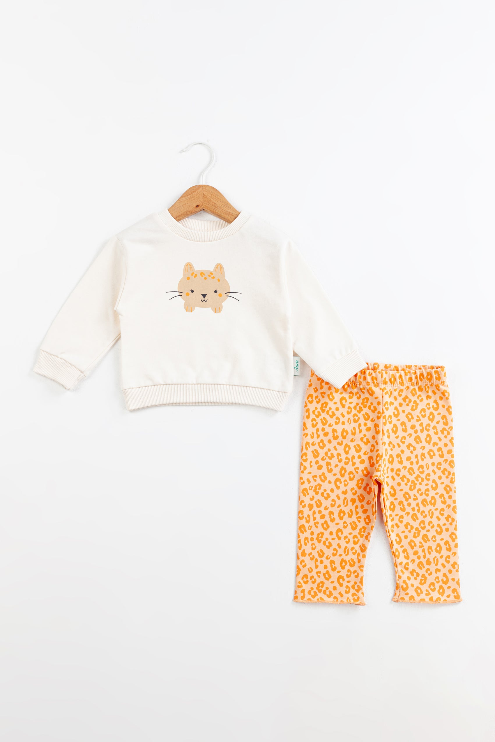 Leopard Cat Kız Bebek Takım – Şeftali