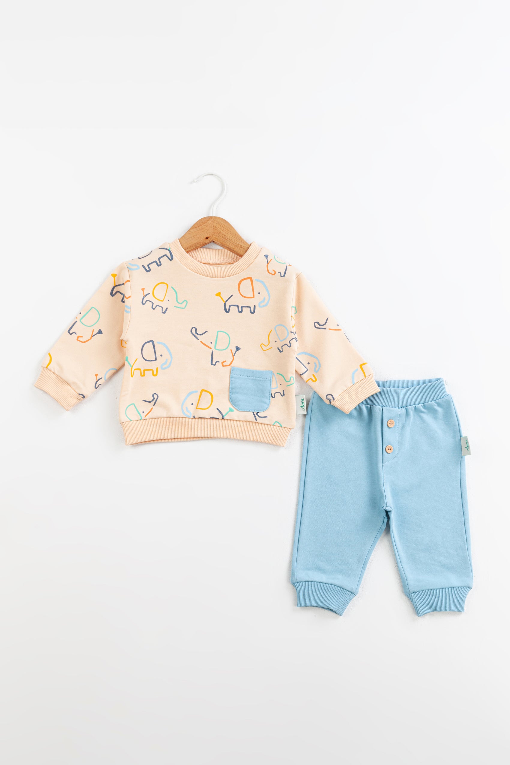 Elephant Parade Erkek Bebek Takım – Açık Mavi