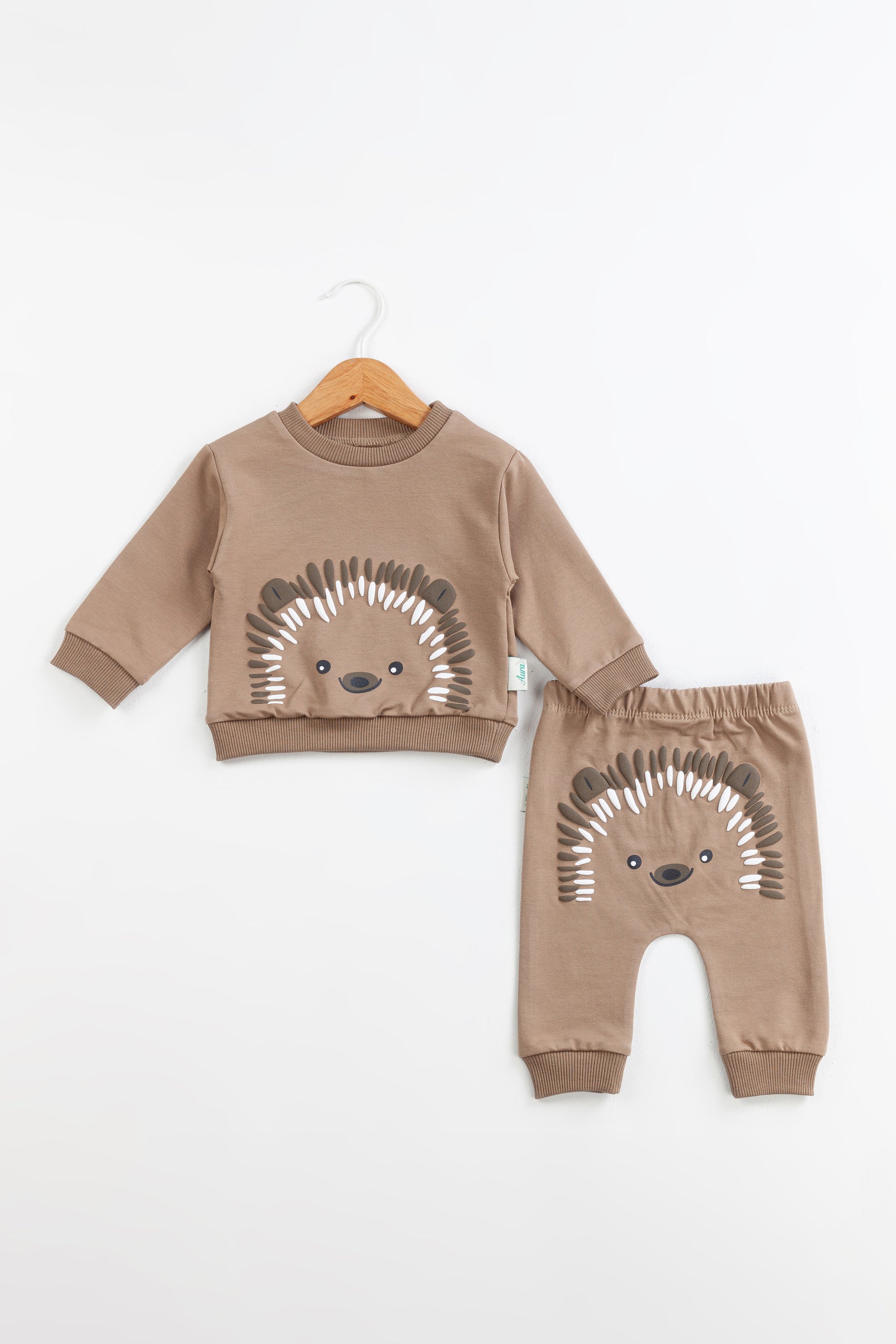 Happy Hedgehog Erkek Bebek Takım – Boz Kahve