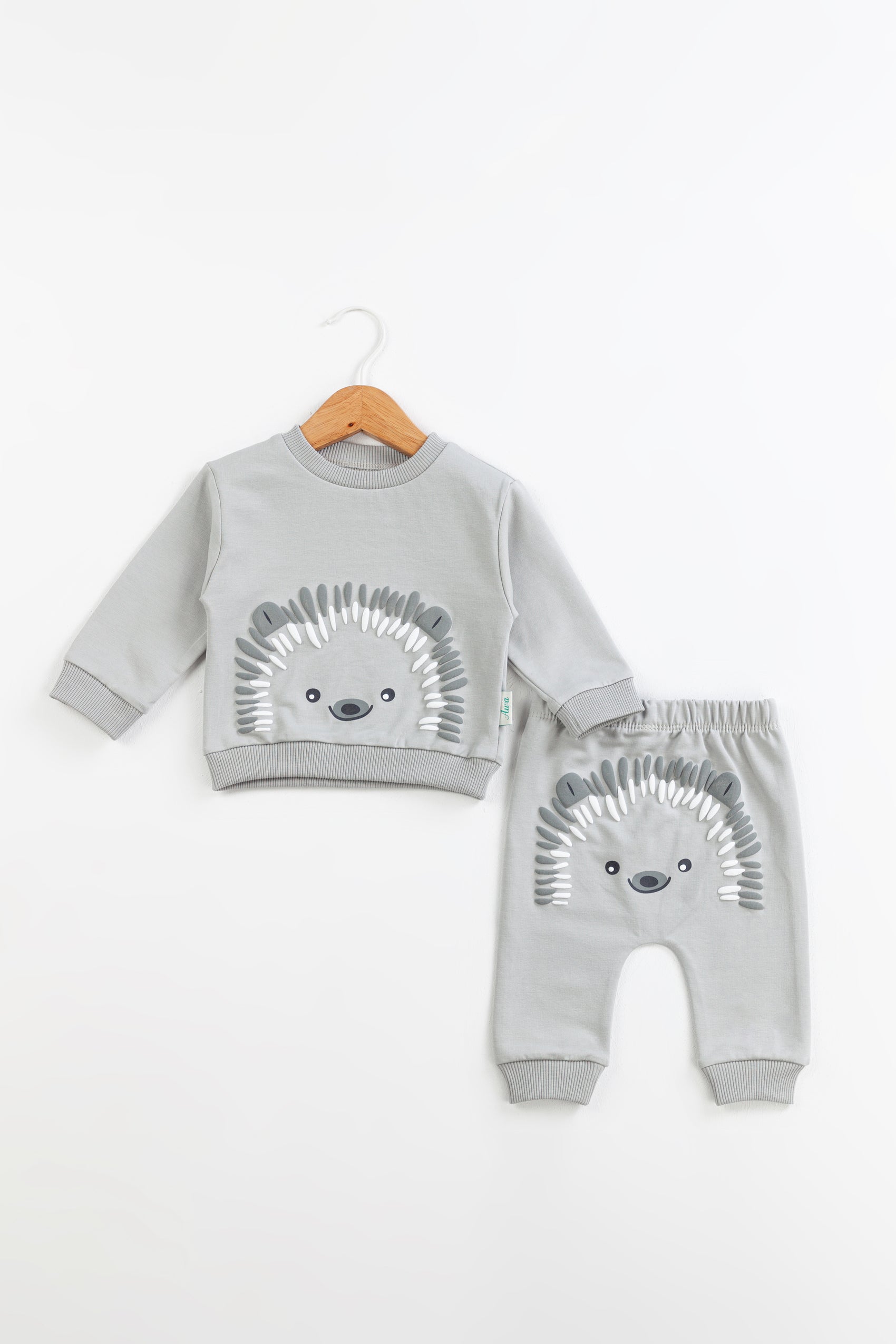 Happy Hedgehog Erkek Bebek Takım – Gri