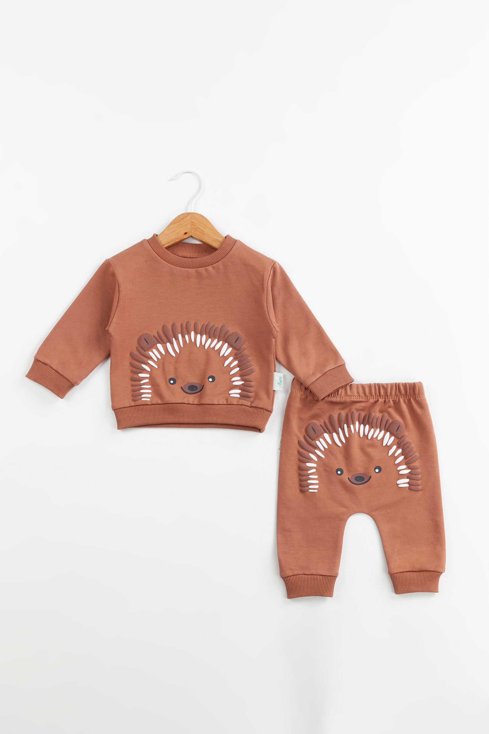 Happy Hedgehog Erkek Bebek Takım – Kahverengi