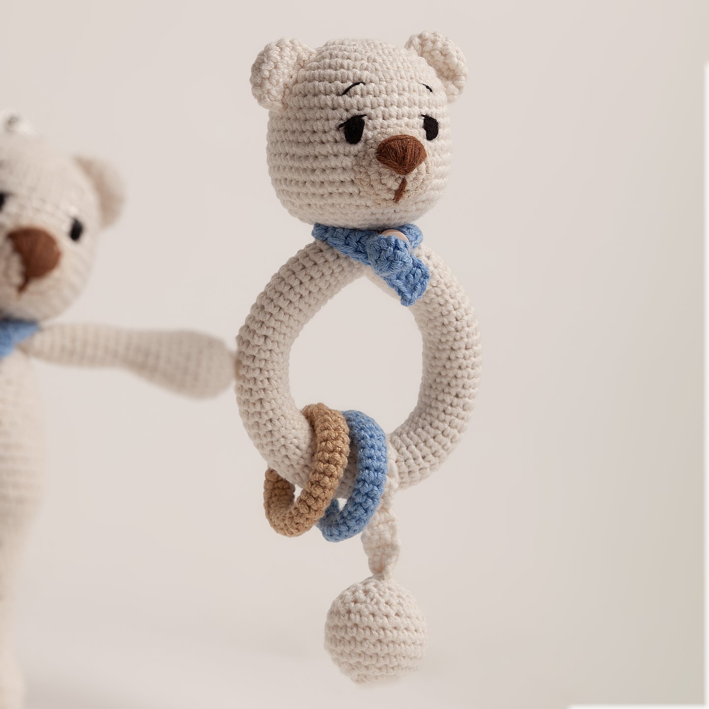 Beyaz Amigurumi Ayıcık ve Diş Kaşıyıcı Seti