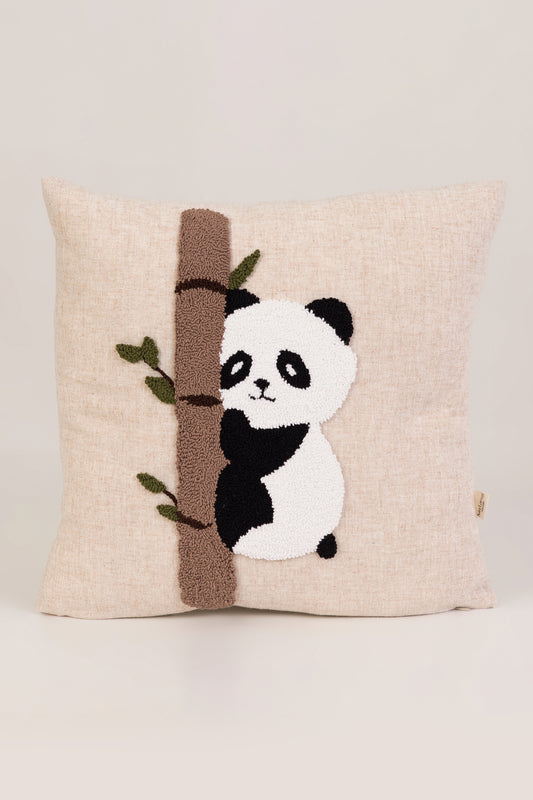 Bambu Panda Punch Kırlent Kılıfı