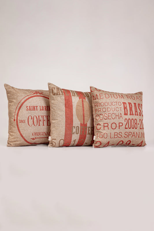 Coffee Roasters 3'lü Kırlent Kılıfı Seti